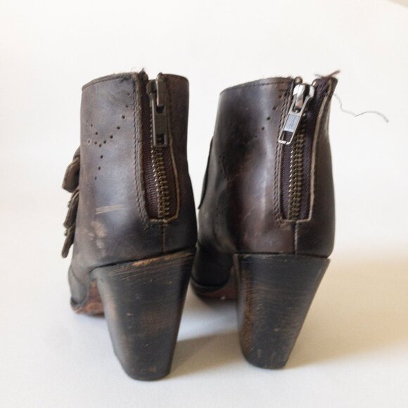 Freebird By Steven Malbc Brown Leather Block Heel Ankle Boots SZ 7 - Picture 3 of 16